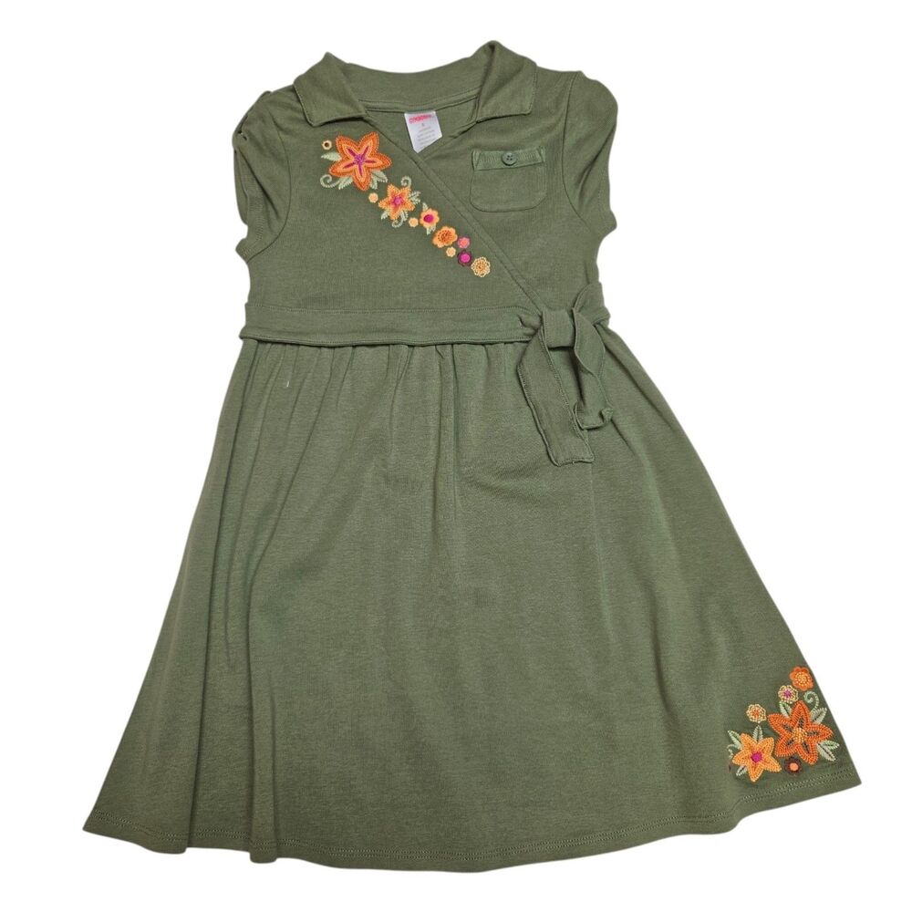 Vintage Gymboree Dress Size 5 Savannah Sunset Olive Green Knit Floral 2006 NWT